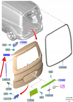 KLAPA BAGAŻNIKA FORD TRANSIT COURIER 2014- OE 2644027 _ ET76-A40706-AN