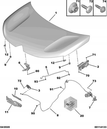 ZAMEK MASKI POKRYWY SILNIKA CITROEN C5 AIRCROSS OE 9830070480
