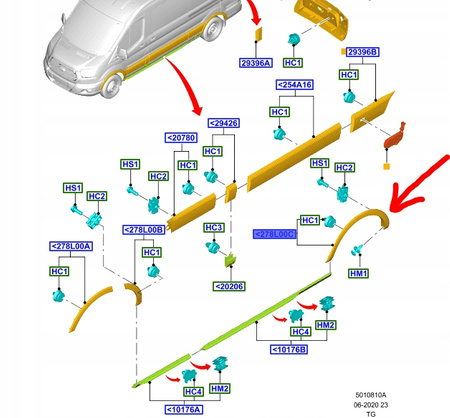 NAKŁADKA LISTWA BŁOTNIKA TYŁ PRAWA FORD TRANSIT 2019- OE