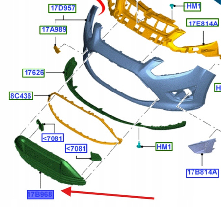 GRILL ATRAPA ZDERZAKA PRZÓD FORD C-MAX Mk2 2010- 1689666 _ AM51-17B968-AA