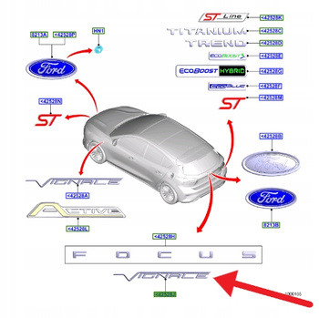 EMBLEMAT NAPIS "VIGNALE" TYŁ FORD FOCUS Mk4 2018- 2218612 _ JX7B-R16702-AB