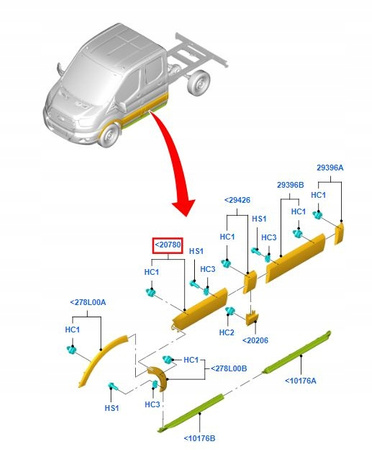 LISTWA NAKŁADKA NADWOZIA PRZÓD PRAWA FORD TRANSIT_1874784_