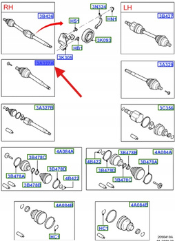 PRZEGUB ZEWNĘTRZNY PRZÓD FORD FOCUS MK2 2007- 1722076 _ 3M51-3A327-AF