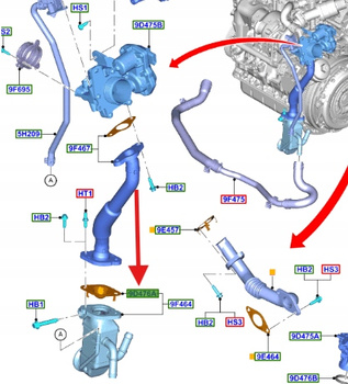 USZCZELKA RURKI CHŁODNICY EGR 1.5 2.0 D FOCUS KUGA 2532932 _ HG9Q-9V473-AB