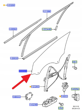 PRAWA SZYBA DRZWI PRZEDNICH FORD MONDEO 2007- OE 1507907 _ 7S71-A21410-AE