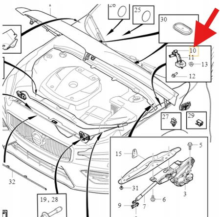 NABÓJ MASKI LEWY VOLVO S60 V60 2019- OE 32277484
