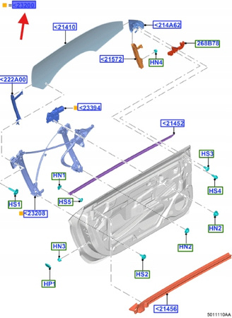 REGULATOR SZYBY LEWA FORD MUSTANG COUPE 2021- 2561419 _ MR3B-6323201-AA