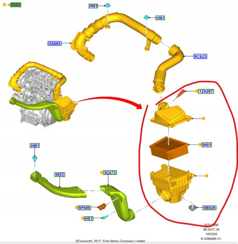 FILTR POWIETRZA KOMPLETNY 1.0L EB FORD ECOSPORT 2017- 2275981 GN15-9600-CF