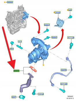 RURKA POWROTU OLEJU TURBO FORD OE FIESTA 2008-2019 1697381 AV6Q-6K677-BA