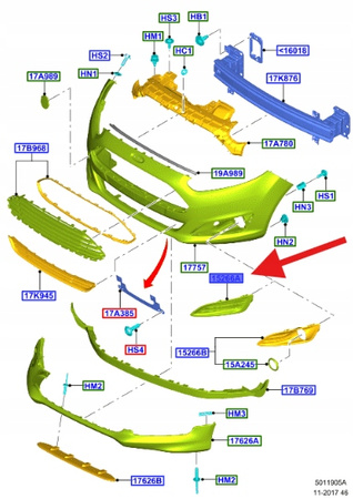 ZAŚLEPKA PRAWA HALOGENU FORD FIESTA 2012- OE 1778252 _ C1BB-15A222-AA5YZ9