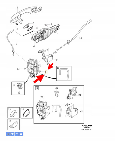 ZAMEK DRZWI PRAWY TYŁ VOLVO XC90 2016- XC40 EX40 EC40 V60 OEM/OE 31462000