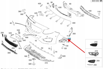 ŚLIZG SZYNA ZDERZAKA PRAWY PRZÓD MERCEDES B klasa W246 OE A2468850116