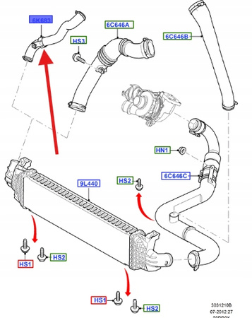 WĄŻ RURA TRÓJNIK INTERCOOLERA FORD FOCUS 2.0L TDCi 1557191 _ 6M51-6K863-KA