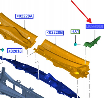 WYKOŃCZENIE PODSZYBIA LEWE RANGER Mk5 2011- 2029887 _ AB39-21020A27-AE