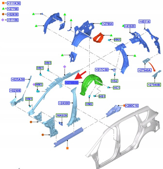 NADKOLE LEWY PRZÓD FORD S-MAX GALAXY 2015- 1941077 _ EM2B-R280K74-BB