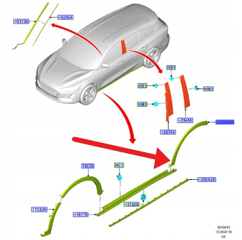 LISTWA BŁOTNIKA PRAWY TYŁ FORD FOCUS KOMBI 2018- 2472075 _ JX7B-286D02-BE