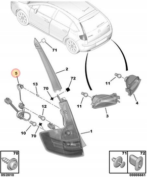 WIĄZKA LAMPY TYŁ Z OPRAWKĄ ŻARÓWKI CITROEN C4 OE 6534PC