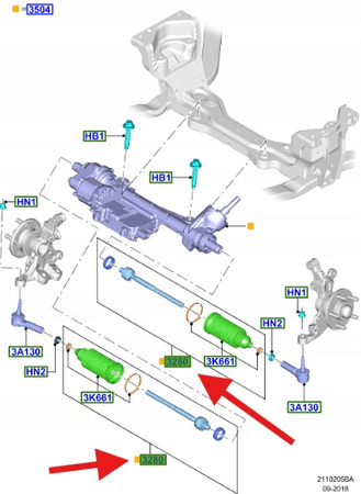 DRĄŻEK KIEROWNICZY LH RH FORD MUSTANG MK6 2015- OE 2513669 _ GR3C-3D032-DC