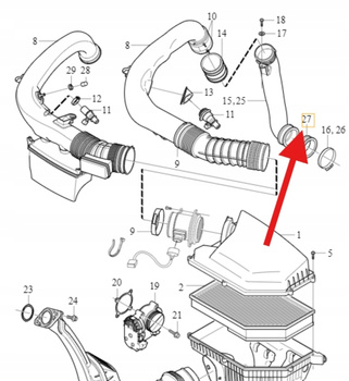 USZCZELKA DOLOTU PRZEWODU POWIETRZA 2.0 2.4D VOLVO V50 S60 V60 OE 31219708