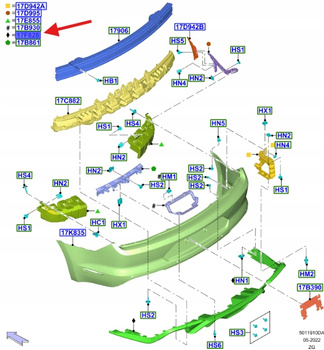 DYFUZOR ZDERZAKA TYŁ FORD OE MUSTANG 2017- 2461377 _ JR3B-17F954-AD5YZ9