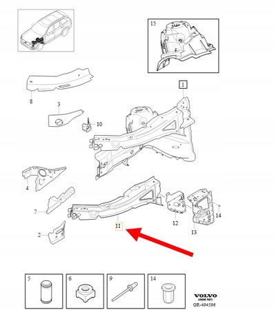 PODŁUŻNICA PRAWA PRZÓD VOLVO XC90 2016- OEM/OE 31448143