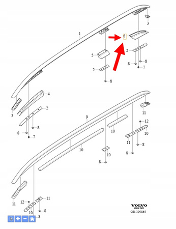 ZAŚLEPKA RELINGU DACHU LEWY TYŁ VOLVO XC90 2016- OEM/OE 31391877