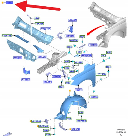 NADKOLE PRZEDNIE PRAWE FORD TRANSIT CONNECT 2022- 2551310 _ VWN3CA-16034-BA