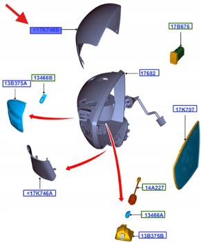 OBUDOWA LUSTERKA PRAWA KUGA MK1 2008- 2010 1497983 _ 6M21-17K746-AD58CP