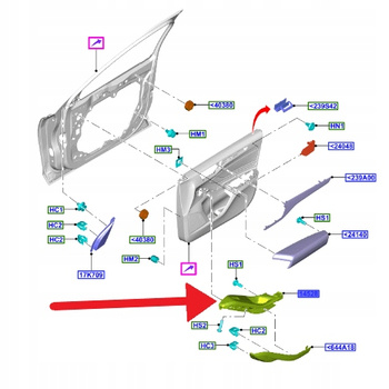 OBUDOWA PRZEŁĄCZNIKA PRAWY PRZÓD FOCUS 2018- 2399417 _ JX7B-14B132-PC3JA6