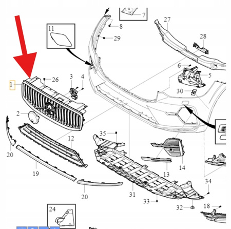 GRILL ATRAPA CHŁODNICY VOLVO XC60 2022- OE 32368147