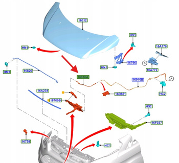LINKA ZAMKA MASKI FORD TRANSIT CUSTOM 2018- 2225825 _ JK21-16A665-AD