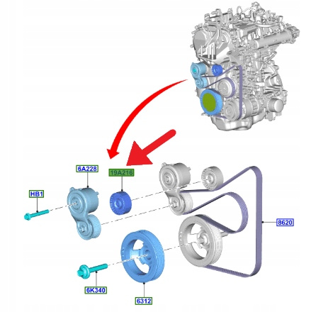 NAPINACZ PASKA KLINOWEGO 1.5L ECOBOOST KUGA 2020- 2431339 _ CM5Q-19A216-AC