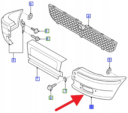 ZDERZAK PRZEDNI LEWY FORD TRANSIT 2000- OE 4352683 _ YC15-17E889-AEYBB4
