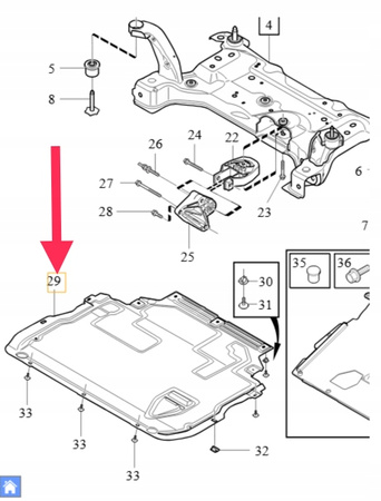PŁYTA OSŁONA POD SILNIK B4 B5 D5 VOLVO V40 CC 2013- OEM/OE 31391442