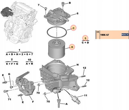 Filtr Paliwa 2,0 HDI Citroen OE 1906A7