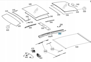 MECHANIZM DACHU PRZESUW MERCEDES A2077820186