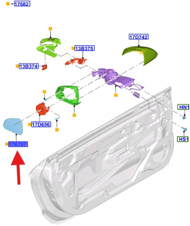 WKŁAD LUSTERKA PRAWE FORD MUSTANG 2015- OE 5286159 _ FR3B-17K707-AA