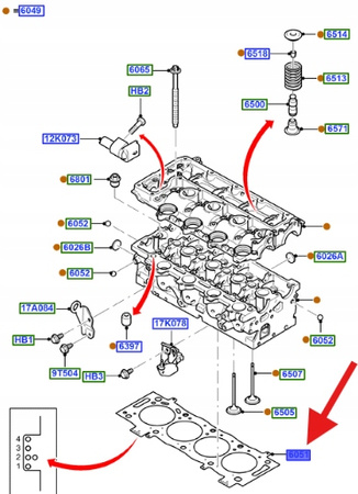 USZCZELKA GLOWICY CYLINDRÓW 2.0 TDCI FOCUS KUGA OE 1313814 _ 3M5Q-6051-GB