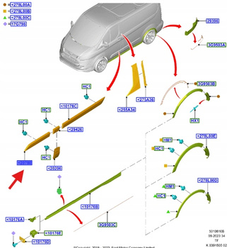 LISTWA PRAWA DRZWI PRZEDNICH FORD OE CUSTOM 2288640 _ BK21-V20780-AF5YZ9