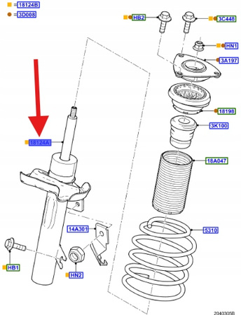 AMORTYZATOR LEWY PRZÓD FORD FOCUS 2004- OE 1681215 _ 4M51-18K001-ACF