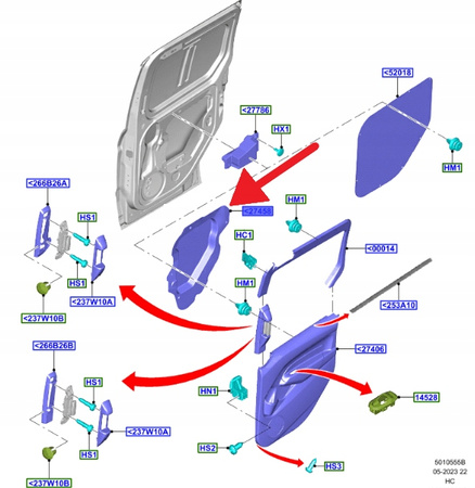LEWA OSŁONA DRZWI PRZESUWNYCH FORD CONNECT 2018- 2483961 _ DT11-K27459-BH