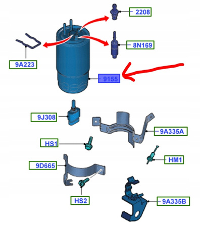 FILTR PALIWA FORD KA Mk2 2008-10 1.3L DIESEL_1542785_9S51-9155-BA