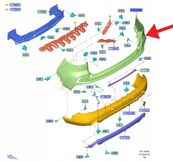 ZDERZAK TYŁ FORD KUGA ESCAPE 2020- 2474559 _ LV4B-17A894-DAGPRAA