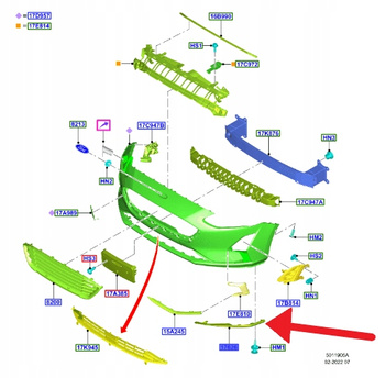 LISTWA ZDERZAKA LEWY PRZÓD FOCUS 2018- OE 2290467 _ JX7B-17627-A1C