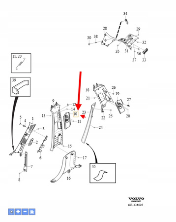OSŁONA SŁUPKA B LEWA PASA BEZPIECZEŃSTWA VOLVO XC90 2016- OEM/OE 31651537