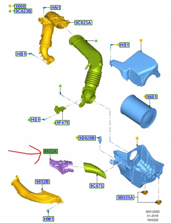 DOLOT FILTRA POWIETRZA FORD C-MAX Mk2 FOCUS Mk3 _ 1773741 _ AV61-9A675-AD