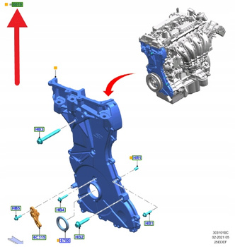 POKRYWA CYLINDRA PRZÓD 2.5L HYBRYDA SMAX KUGA 2020- 2583396 _ LX6E-6019-AD