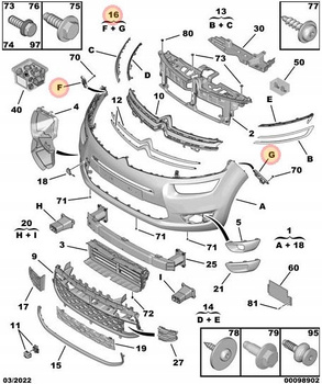 MOCOWANIE ZDERZAKA PRZÓD ŚLIZG LEWY PRAWY CITROEN C4 PICASSO OE 1610194780
