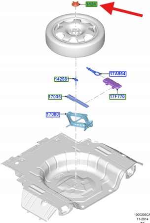 MOCOWANIE KOŁA ZAPASOWEGO FORD MUSTANG 2015- OE 5305906 _ ES7C-1402-AA