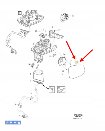 SZKŁO WKŁAD LUSTERKA LEWEGO VOLVO XC90 2016- OEM/OE 31395527